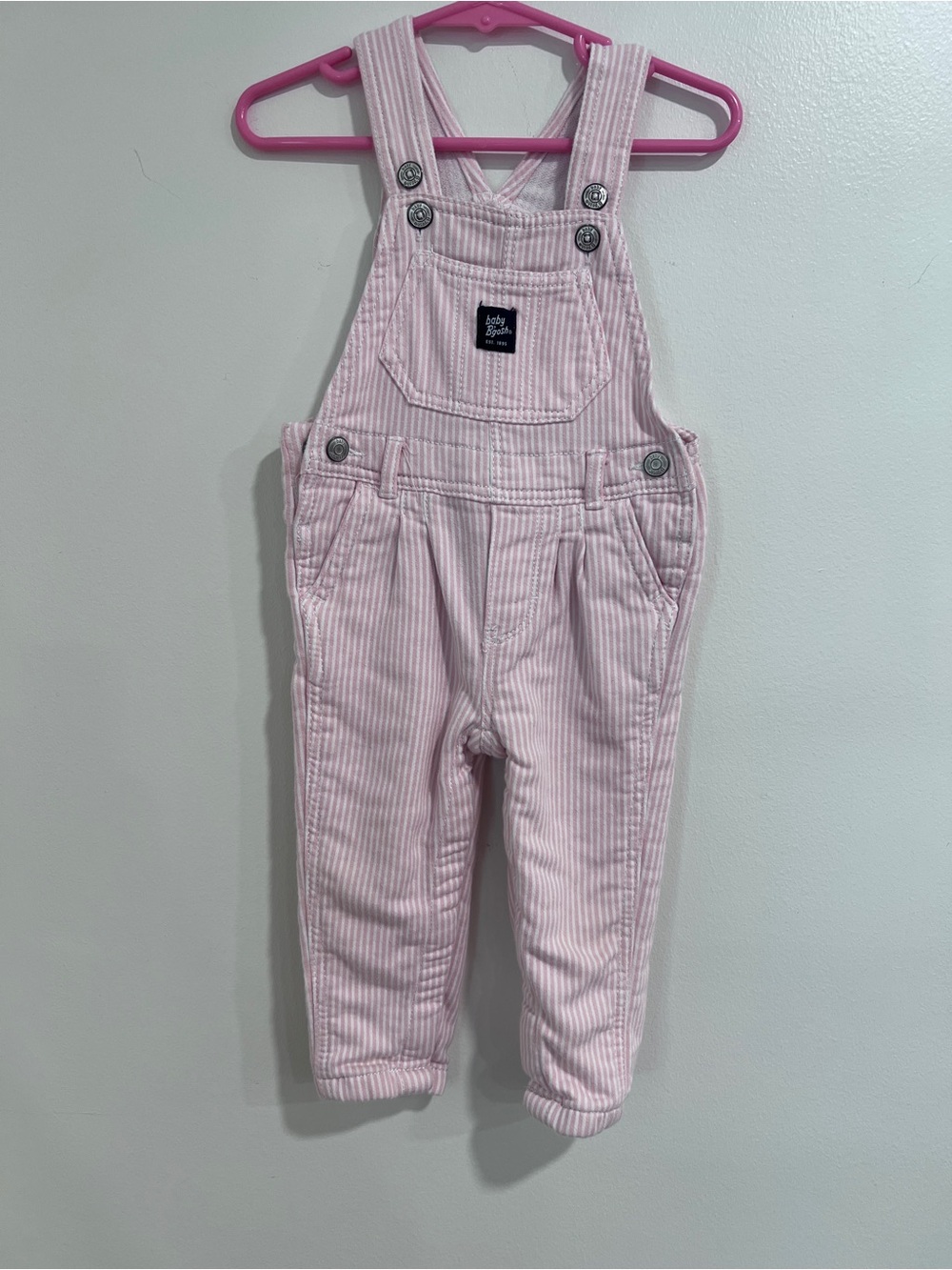 OshKosh B'gosh Pink and White Striped Overalls